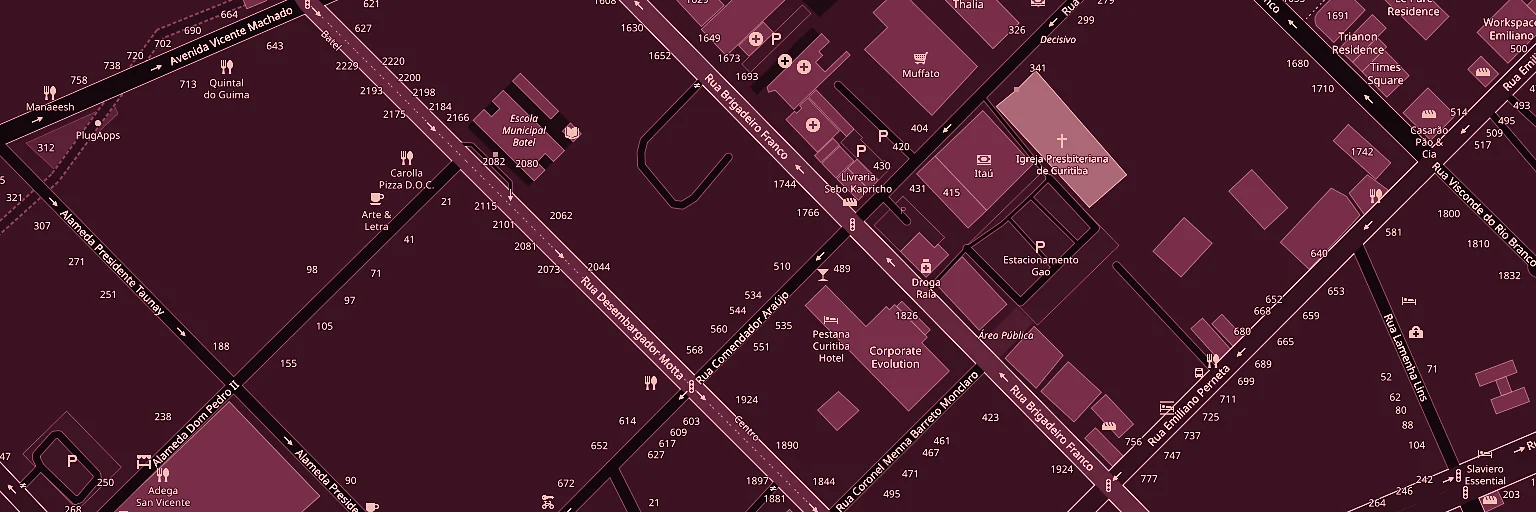 Mapa do entorno da Rua Comendador Araújo, 510, em Curitiba